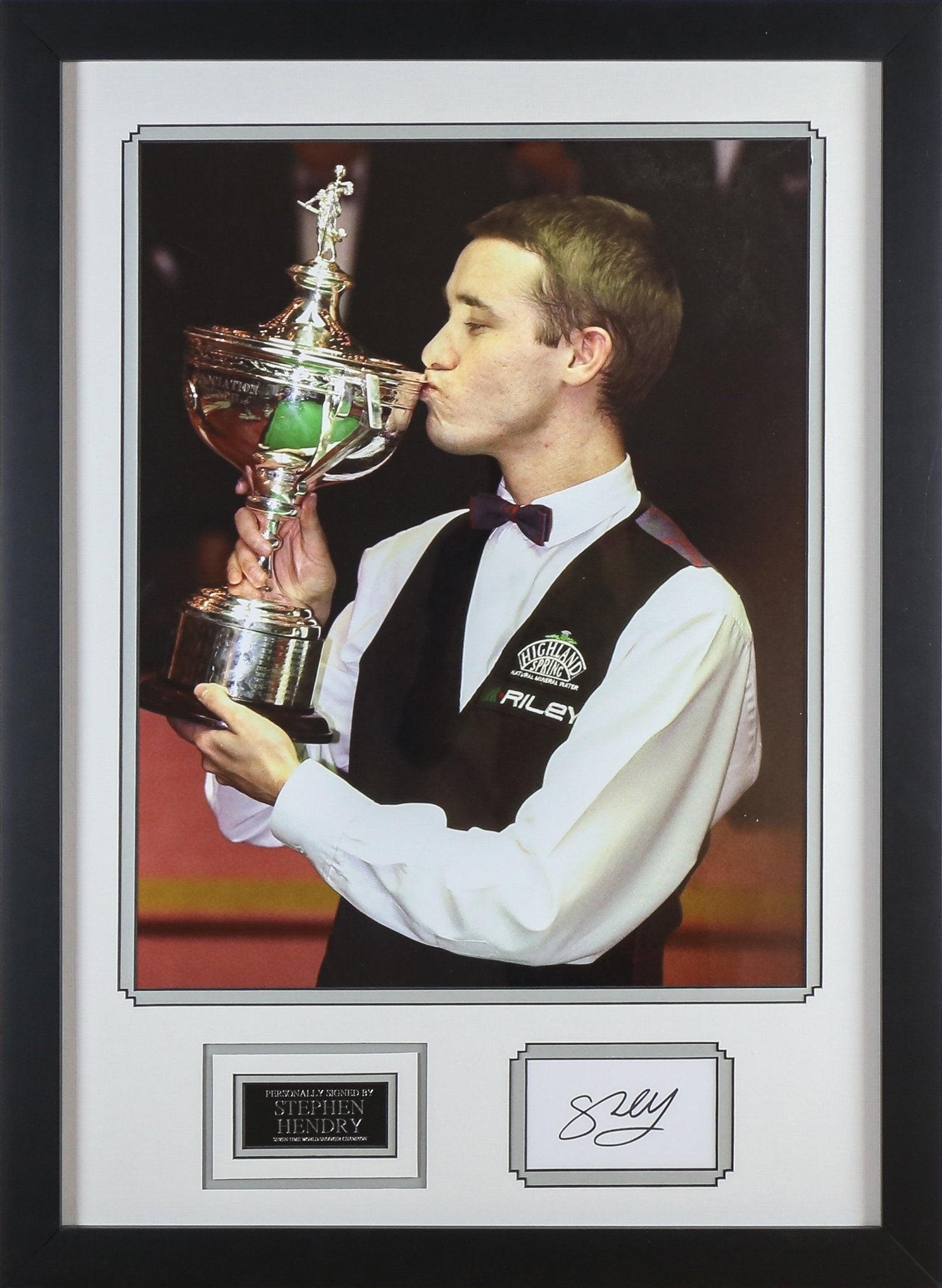 Stephen Hendry Signed White card Framed Display - Memorabilia Framers Shop